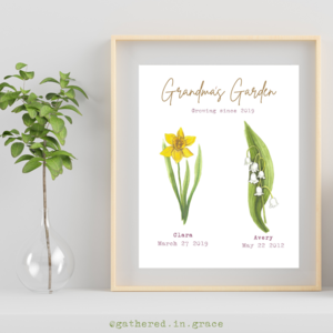 Floral Watercolor Family Gardens 8x10" Digital Download 