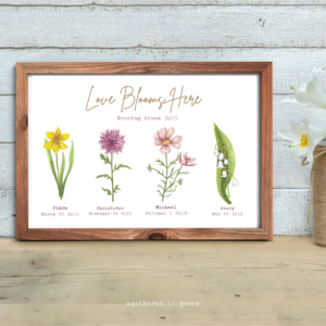 Floral Watercolor Family Gardens 8x10" Digital Download 