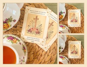 Mealtime Blessing Table Prayer Card Catholic Latin and English