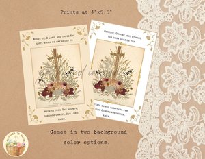 Mealtime Blessing Table Prayer Card Catholic Latin and English
