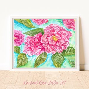 Camellia Mardi Gras Watercolor 8x10” Print