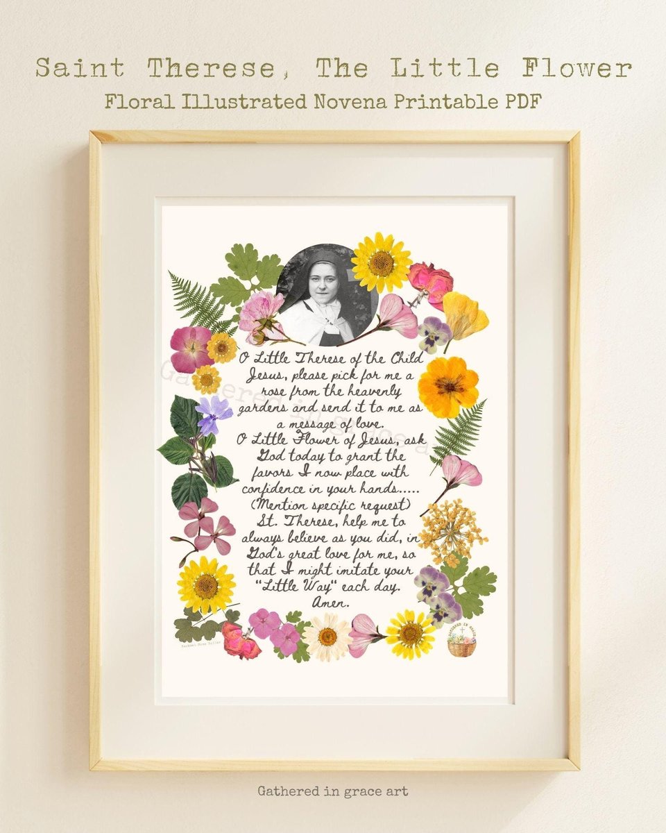 Saint Therese of Lisieux Little Flower Catholic Art Prayer Faith Journal Junk Journal Printable PDF Digital Download, 8x10, 5x7, standard TN