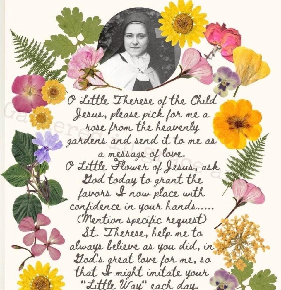 Saint Therese of Lisieux Little Flower Catholic Art Prayer Faith Journal Junk Journal Printable PDF Digital Download, 8x10, 5x7, standard TN