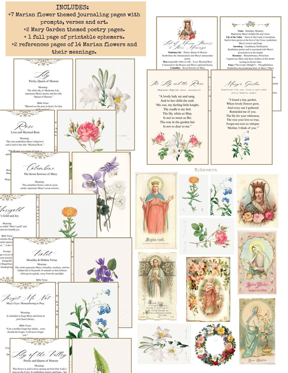 Custom printed order for Mary: catholic Liturgical Mary Garden May Journaling Kit | 