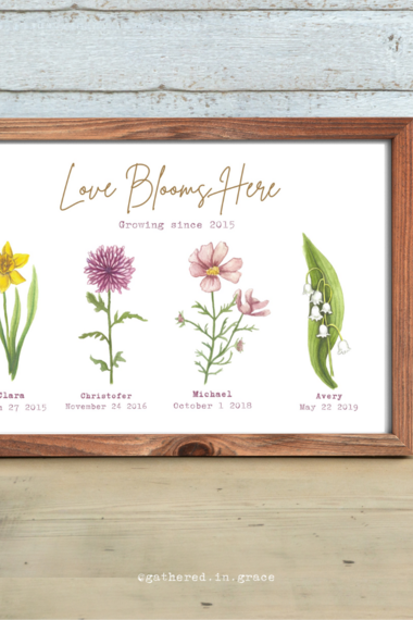 Floral Watercolor Family Gardens 8x10" Digital Download 