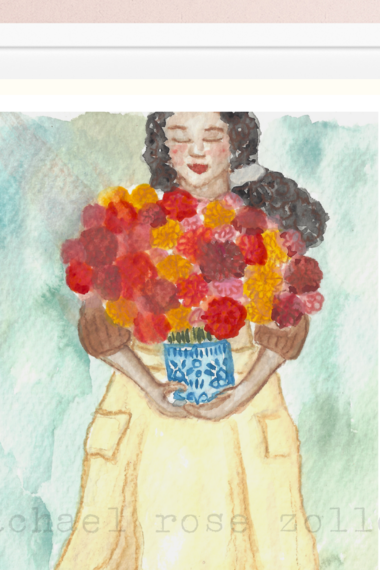 Dahlia Flower Girl Print
