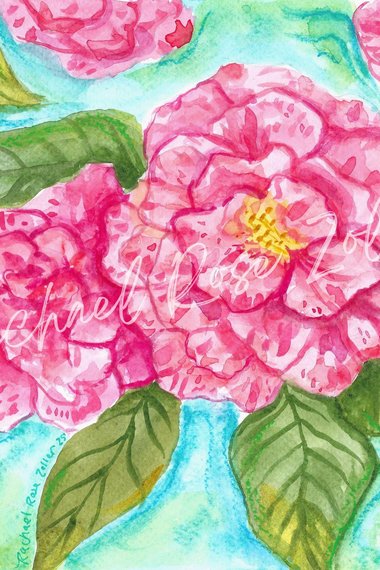 Camellia Mardi Gras Watercolor 8x10” Print